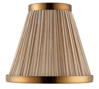 6" Luxury Round Tapered Lamp Shade Beige Pleated Organza Fabric & Antique Brass