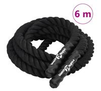 vidaXL Black Battle Rope - 6m, 4.5kg - Polyester Fibre Gym Rope for Strength Training, Endurance, and Full-Body Workouts