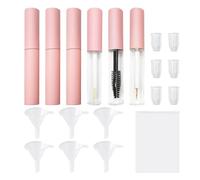 6 Mascara, Eyeliner, Lip Gloss Dispensing Bottles, 6 Mini Funnels, 1 Zipper Bag, 5ml Empty Bottle, Empty Trial Bottle, Leak-Proof Dispensing Bottle, With Rubber Insert and Funnel Set