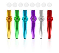6 Metal Kazoos with 8 Replacement Membranes - Premium Kazoos, Musical Instruments for Adults and Children, A Good Companion for Ukulele, Violin, Guitar, Piano Keyboard, Perfect for Parties, Music