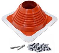 #6 Metal Roof Pipe Flashing Boot, Fits 5"-9" OD Pipes, High Temp Silicone Roof Vent Boot with Heavy-Duty Square Aluminum Base, UV & Ozone Resistant, -100°F to 450°F