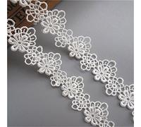 6 Meters Polyester Crochet Flower Floral Assorted Motifs Lace Edging Trim Ribbon Vintage Style White Trimmings Fabric Embroidered Applique Sewing Craft Wedding Bridal Dress Party DIY(Motifs 2(2.5cm))