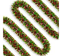 6 Metres Christmas Tinsel Garland for Christmas Tree Decorations Wedding Birthday Party Supplies (Red Green)