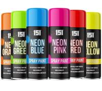 6 Mix Cans Fluorescent Neon Spray Paint Multipurpose Aerosol DIY Graffiti (Banksey) N0 CFCs Extra Bright Assorted Colours Paint Blue Green Orange Pink Yellow Red 400ml - A19