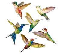 6 Mixed Beautiful Bird Window Stickers, Hummingbird Wall Stickers Decor, Anti Collision Glass Window Doors Clings, Unique Double Sided Print, DIY Decal for Bedroom, Window, Kitchen Living Room