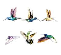 6 Mixed Beautiful Humming Bird Static Cling Window Stickers, Self Adhesive Decoration for Patio Doors, Glass Panels, Doors, Balconies, Shower Door and Glass Partitions