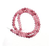6 mm Pink Natural Beads for Threading, Round Gemstone Beads with Hole, Loose Stone Beads for Bracelets, Necklaces, DIY Jewellery Crafts, for Jewellery Making, Approx. 60 Pieces, Aperture 0.8 mm