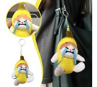 6 Months Baby Girl Games Crying Banana Cat Pendant Cute Banana Cat Doll Sound Making Banana Cat Crying Cat Keychain Banana Meow Doll Keychain Cute Charm Playing Playmat For Kids (Yellow, One Size)
