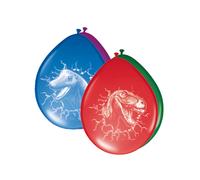 6 Multicolored Dinosaur Latex Balloons 30 cm