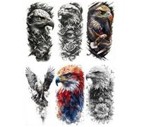 6 New Niche Eagle Flower Temporary Tattoos For Arms And Calves