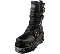 (6) New Rock M-373-s44 Unisex Platform Boots in Black