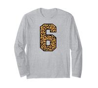 6 Number Leopard Six Team Sports Varsity Matching Long Sleeve T-Shirt