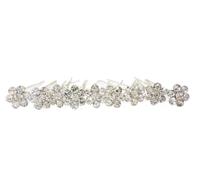 6 Of SPARKLY Silver flower DIAMANTE STONE HAIR PINS Diamante Crystal Bridal Hair