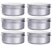 6 Ounce Aluminum Cans 180 mL Screw Lid Metal Storage Tins Containers for Storing Spices, Candies, Lip Balm, Candles, 6 Pcs.