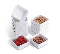 6 Ounce Large Porcelain Ramekins - Set of 10 Square Ramekins of Baking, Creme Brulee Dish, Souffle Cups, Appetizer Cups, C.