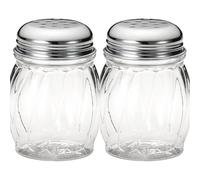 6-ounce Plastic Parmesan Cheese Shaker/Red Pepper Shaker with medium Holes Stainless Steel Lid, Clear Plastic sugar/spice dispenser (360 ml) by GEEX DEPOT (2, 6 Oz)