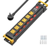6 Outlet Heavy Duty 3300J Surge Protector Power Strip with Individual Switches, Metal Heavy Duty Power Strip with Flat Plug, Cord Manage,Mountable, Wide-Spaced,15A/1875W, 6F Cord