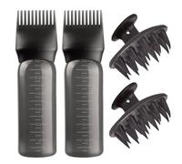 6 oz Large capacity Root Comb Applicator Bottle, Hair dye brushRoot Comb Squeeze Applicator Bottles with Graduated Scale for Salon Hair Coloring Dyeing Scale for home DIY Use. (Black, 4 pcs)