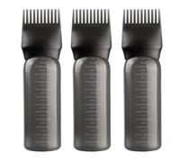 6 oz Large capacity Root Comb Applicator Bottle, Hair dye brushRoot Comb Squeeze Applicator Bottles with Graduated Scale for Salon Hair Coloring Dyeing Scale for home DIY Use. (Black, 3 pcs)