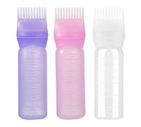 6 oz Large capacity Root Comb Applicator Bottle, Hair dye brushRoot Comb Squeeze Applicator Bottles with Graduated Scale for Salon Hair Coloring Dyeing Scale for home DIY Use. (Colorful, 3 pcs)