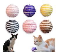 6-Pack 1.7" Sisal Cat Ball Toy - Woven Natural Plants Fibers Cat Toys Balls with Bell Inside, Interactive Cat Toys for Indoor Cats Kitten,Motion Activated,Chasing