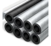 6 Pack 1 inch Pipe Insulation Foam Tubing, Aluminum Foil Foam with Self Adhesive Pre Slit, 3/8'' THK Pipe Insulation for Outdoor Plumbing Pipe, AC Units, AC Line Freeze Protection