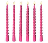 6 Pack 10 Inch Hot-Pink Spiral Taper Candles for Christmas and Holiday Home Decoration, Unscented Dripless Twisted Candlesticks for Dinner Party Wedding Valentine's Day