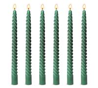 6 Pack 10 Inch Hunter-green Spiral Taper Candles for Christmas and Spring Home Decoration, Unscented Dripless Twisted Candlesticks for Dinner St. Patrick's Day Earth Day and Garden Parties
