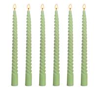 6 Pack 10 Inch Sage-green Spiral Taper Candles for Christmas and Spring Home Decoration, Unscented Dripless Twisted Candlesticks for Dinner St. Patrick's Day Earth Day and Garden Parties