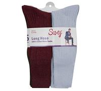 6 Pack 100% Cotton Long Hose Socks - Fashion