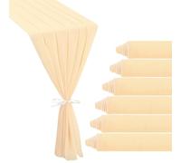6 Pack 10Ft Champagne Chiffon Table Runner 29x120 Inches Sheer Fabric Table Runner Romantic Wedding Runner for Bridal Baby Shower Birthday Party Cake Table Decor（Champagne）