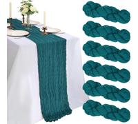 6 Pack 10FT Teal Cheesecloth Table Runner 120 Inch Long Gauze Rustic Boho Cheese Cloth Table Runner Sheer Fabric for Wedding Party Birthday Bridal Baby Shower Summer Centerpiece Home Decor