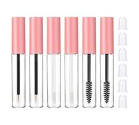 6 Pack 10ml Clear Mascara Tube with Wand, Empty Eyeliner Tube and Empty Lip Gloss Tubes,Portable Lip Gloss Tubes for Castor Oil DIY Cosmetics,Refillable Makeup Containers with Leak Stoppers