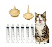 6 Pack 10ml Syringe Pet Feeder Kit with 2 Silicone Nipples - Small Capacity Nursing Set for Kittens Newborn Puppies, Slow Flow Teats for Tiny Animals, Milk Formula & Medicine Dispenser
