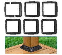 6 pack 10x10cm Vinyl Post Skirt Post Base Cover, Column Wraps for Wood Hand Stair Rails and Porch Deck Post Base Post Trim - Black