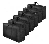 6 Pack 110L Large Storage Bags, 600D Oxford Fabric Moving Bags Heavy Duty, Tear-Resistant Clothes Storage Organizers for Closet, Bedding, College Dorm and Moving House