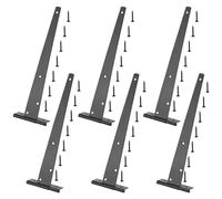 6 Pack 12 Inch T Hinge, 300mm Black T Strap Hinges, Metal Tee Hinges with Screws for Shed Doors, Barn Gate