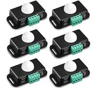 6 Pack 12V 24V PIR Sensor LED Motion Sensor Motion Detector Light Switch Body Infrared Sensing Motion Timer Function Sign Control PIR Controller for Flexible LED Strip Lights