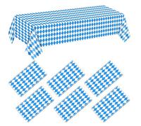 6 Pack 137x274cm Oktoberfest Tablecloths-Blue and White Checkered 54 x 108 inch Tablecloth Beer Table Cloths Rectangular Flag Patterned Table Covers for Oktoberfest Bavarian German Party Decoration