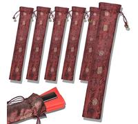 6 Pack 13inch Long Folding Hand Fan bags,Red (Fan bags Red-13in-6p)