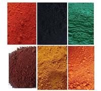 6 Pack 150g Mixed Colors Powdered Color for Concrete, Cement, Mortar, Grout - Black, Yellow, Red, Green, Orange and Brown Iron Oxide Colorant