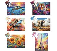 6 Pack 16 Large Piece Puzzles for Adults Puzzles Dementia Alzheimer's Products and Activities Alzheimer's Puzzle Elderly Seniors Cognitive Game Gift for Patients in Nursing Home with 6 Storage Bags