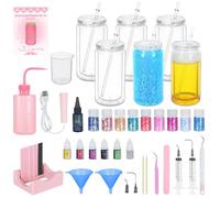 6 Pack 16 Oz Acrylic Snow Globe Tumbler Supplies Starter Kit, Double Wall Plastic Pre-Drilled Snowglobe Tumbler Cup Tool Set, Including Squeeze Bottle Cup Cradle and Scraper etc.