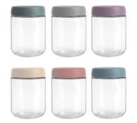 6-Pack 16 oz Glass Jar with Screw Lid Leakproof Overnight Oats Container, Yogurt Jars, Oatmeal Salad Jars, for Cereals Milk Fruit Condiment Dressing Sauce Snacks Juice- 6 Colors (6-Pack 480ml)