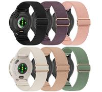 6 Pack 18mm Stretchy Nylon Watch Bands Compatible with Garmin Venu 4 41mm/Venu 3S/Venu 2S/Vivoactive 4S, Loop Elastic Straps for Vivomove 3S/Forerunner 255S/Forerunner 265S Women Men