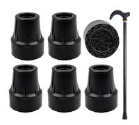 6 Pack 19mm (3/4") Heavy Duty Walking Stick Rubber Ends - Non-Slip All-Terrain Rubber Tips for Canes & Crutches | Durable Black Rubber ferrules for Seniors, Hiking & Mobility Support
