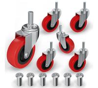 6 Pack 2.5 Inch Heavy Duty Swivel Caster Wheel Creeper Service Cart Stool Post Mount, M10 (Around 3/8") x 1" Metric Threaded Stem Casters Wheels Replacement