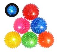 6-Pack 2.5” LED Light-Up Squeaky Dog Toy Balls ，Durable Interactive Glow Fetch Toys for Aggressive Chewers，BPA Free Non-Toxic, Spiky Puppy Chew Balls