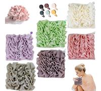 6-Pack 2-in-1 Loofah Washcloth Set with Soap Pouch, Exfoliating Bath Sponge with Drawstring, Dual-Sided for Deepth Cleansing & Smooth Skin (6 Colors) Decoration