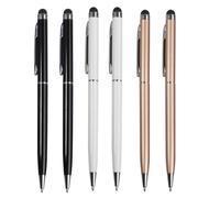 6 Pack 2-in-1 Stylus/Ballpen Universal Capacitive Touch Pen for Touch Screen iPhone iPad Phone (Total 6 pcs (Black+White+Gold))